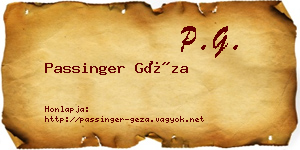 Passinger Géza névjegykártya
